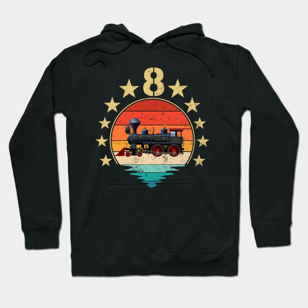 Vintage I'm 8 Years Old Locomotive Train 8th Birthday Hoodie by OHC t-shirt